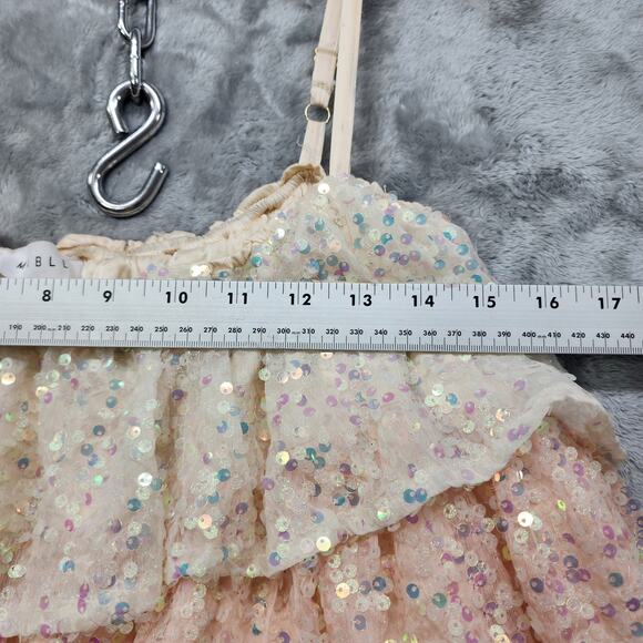 MABLE Dress Womens L Multicolor Mariam Sequin Tiered Ruffled Mini Party Sparkle - Picture 8 of 10